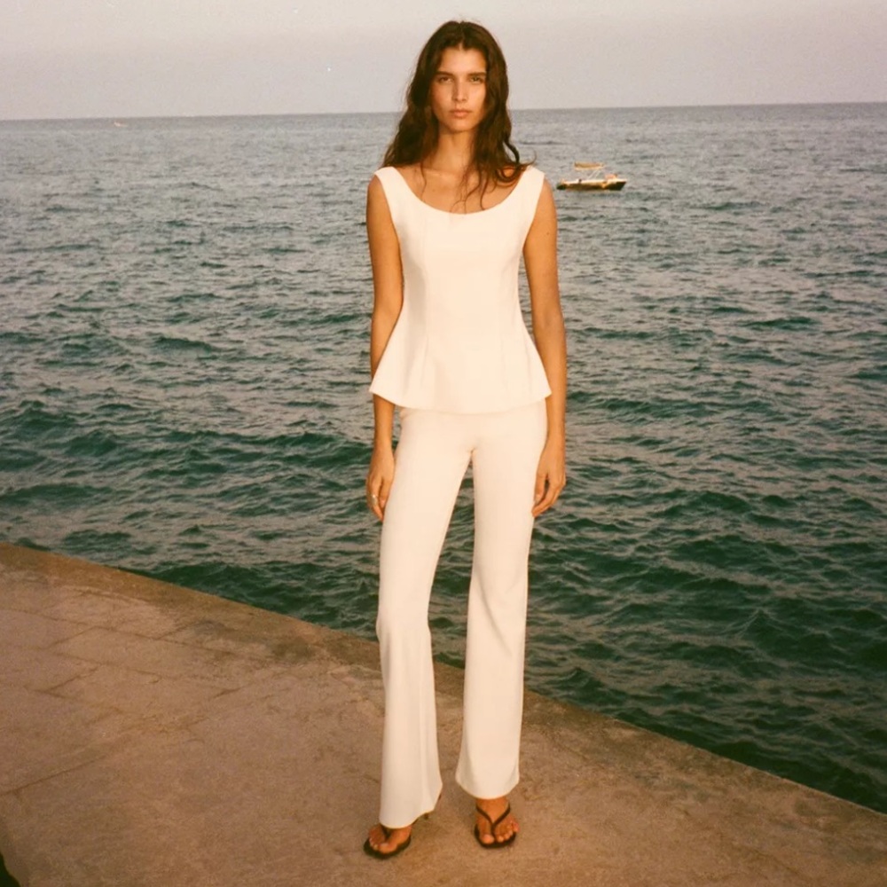 Zara NWT Top White Crepe Size Medium